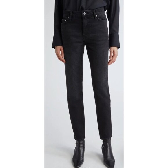 TOTEME Tapered Leg Jeans Women's in Washed Black - Picture 1 of 12